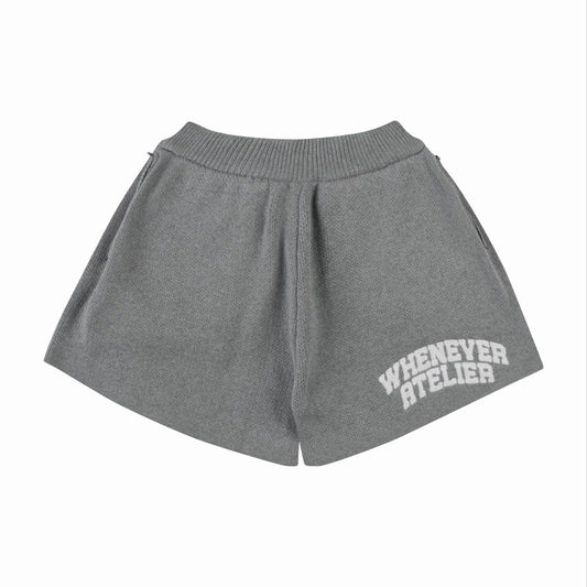 GREY "WHENEVER" BASIC LOGO KNIT SHORTS