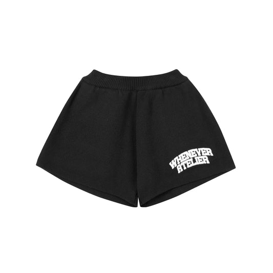 BLACK "WHENEVER" BASIC LOGO KNIT SHORTS