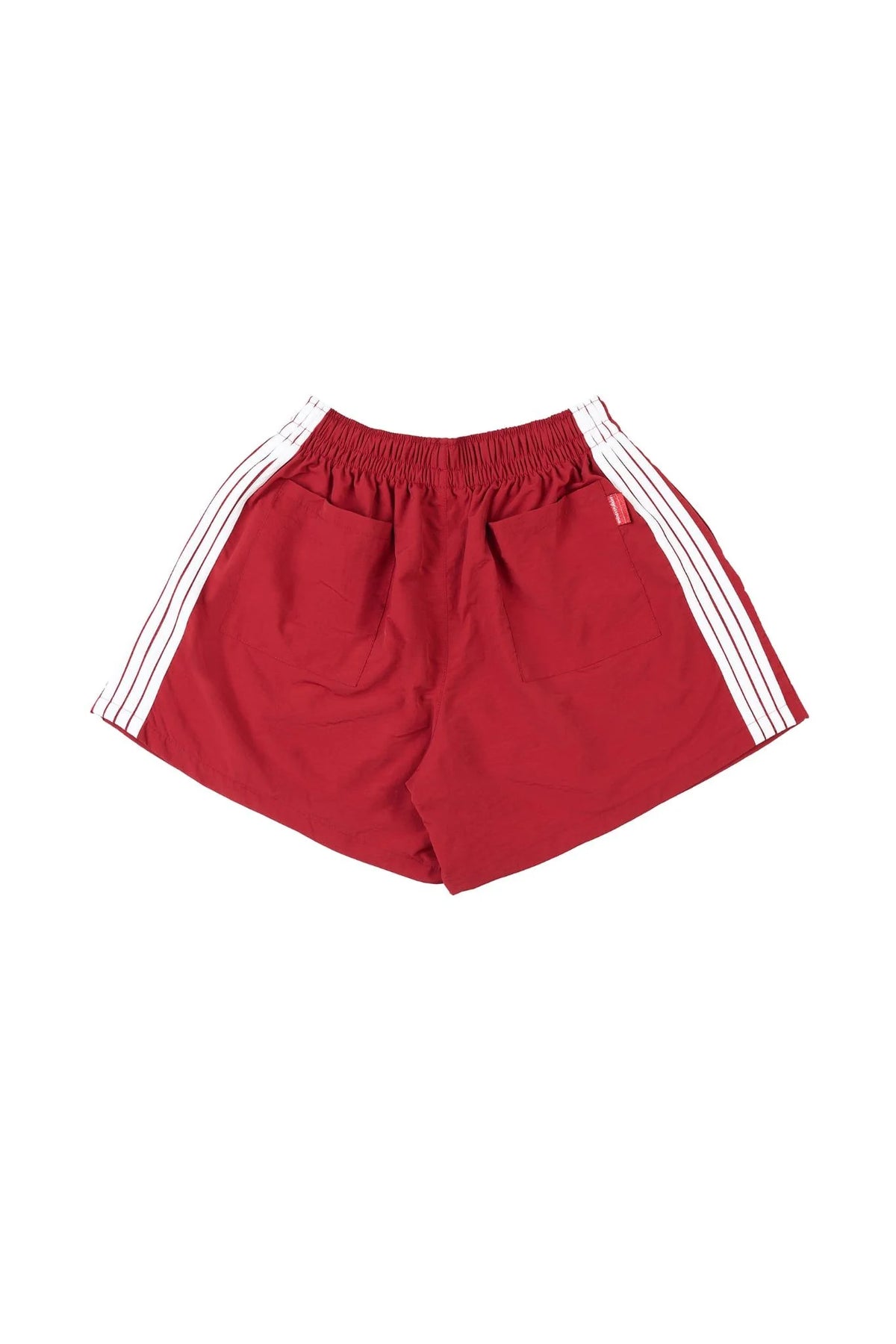 RED "WHENEVER" YATCH LOGO SHORTS