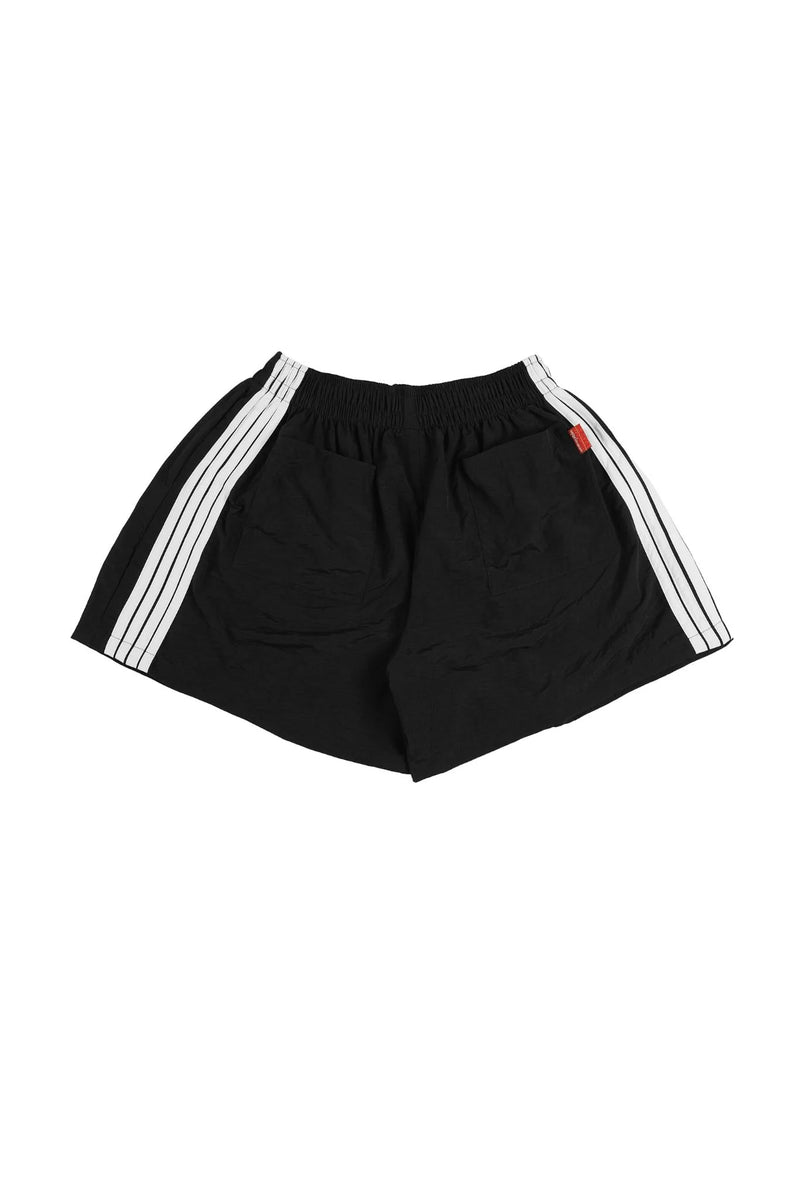 BLACK "WHENEVER" YATCH LOGO SHORTS