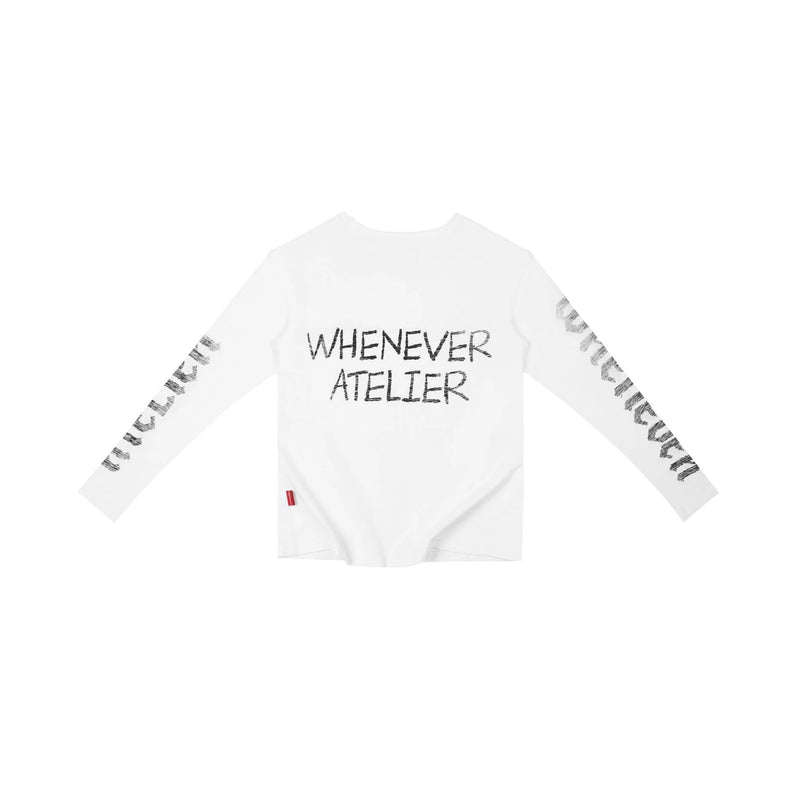 WHITE “WHENEVER” STAR GIRL LONG SLEEVE