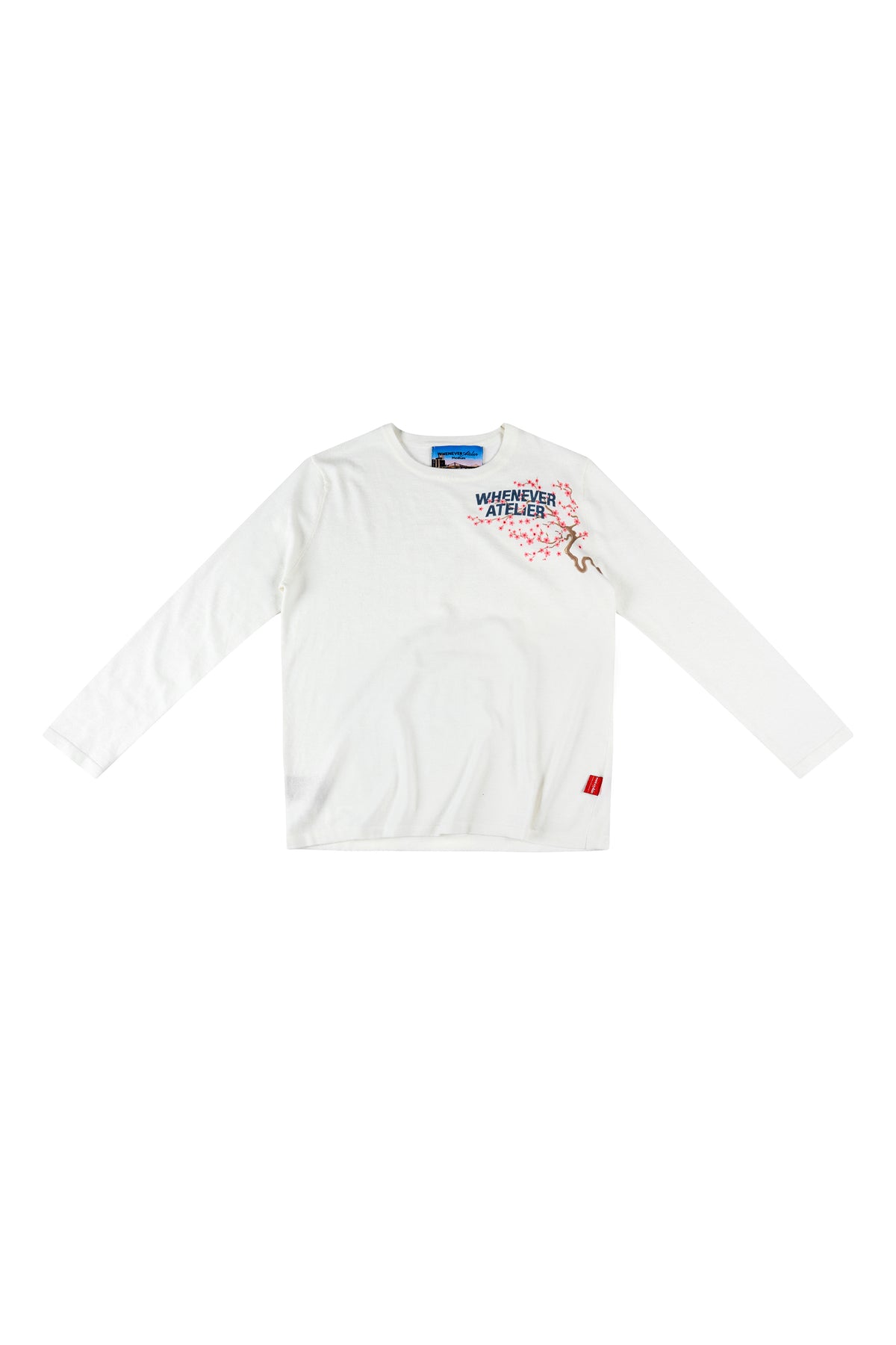 WHITE “WHENEVER” SAKURA LONGSLEEVES T-SHIRT