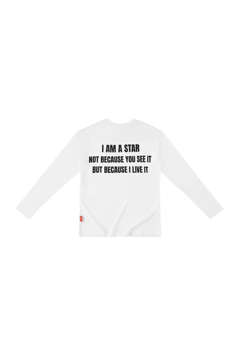 WHITE "WHENEVER" STAR MANIFESTO LONGSLEEVES