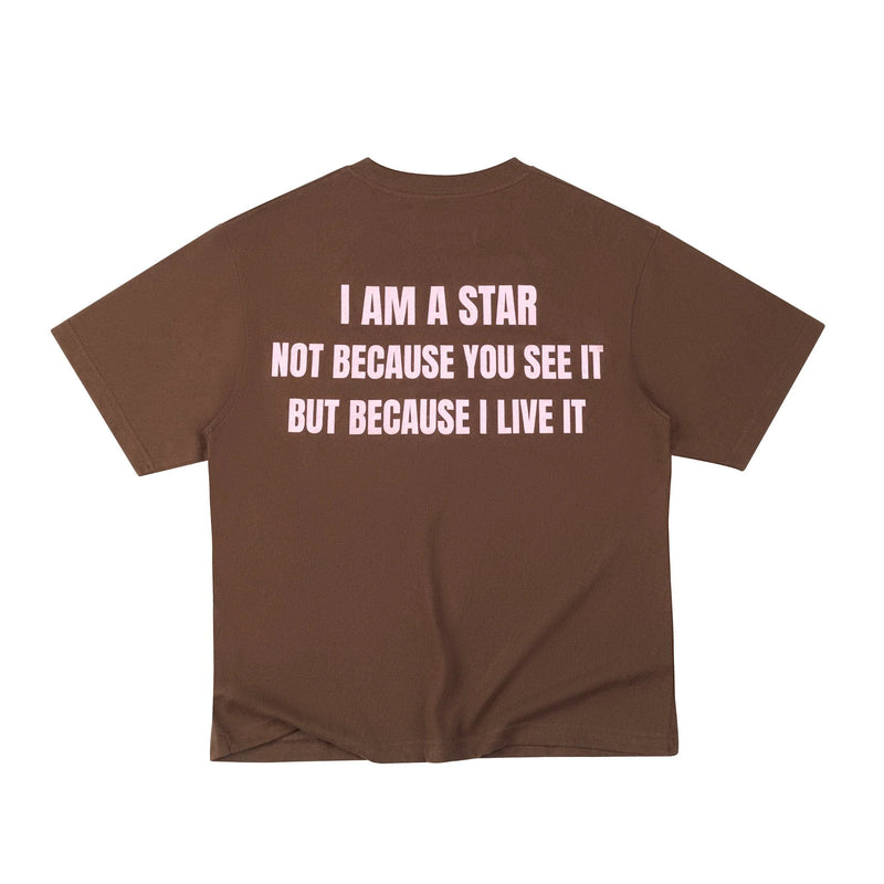 BROWN "WHENEVER " STAR MANIFESTO T-SHIRT
