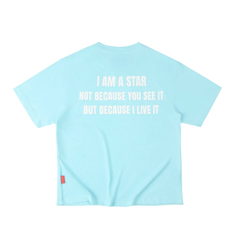 BABY BLUE "WHENEVER " STAR MANIFESTO T-SHIRT