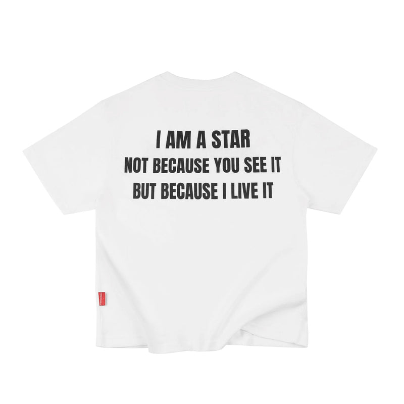 WHITE "WHENEVER " STAR MANIFESTO T-SHIRT