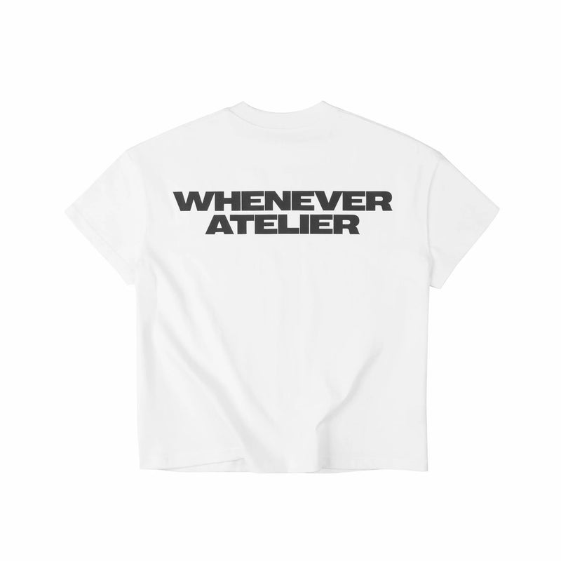 WHITE "WHENEVER" LOGO SS26 T-SHIRT