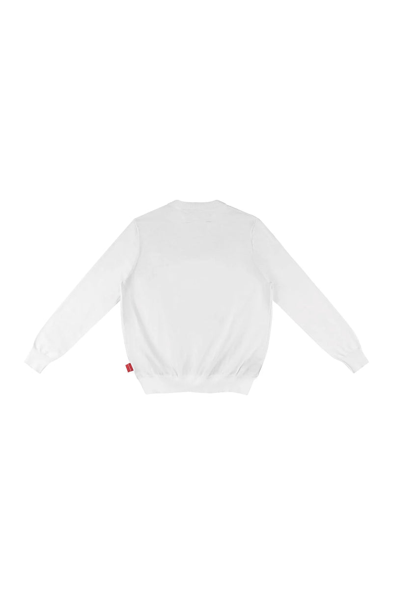 WHITE "WHENEVER" STAR BEAR SWEATER