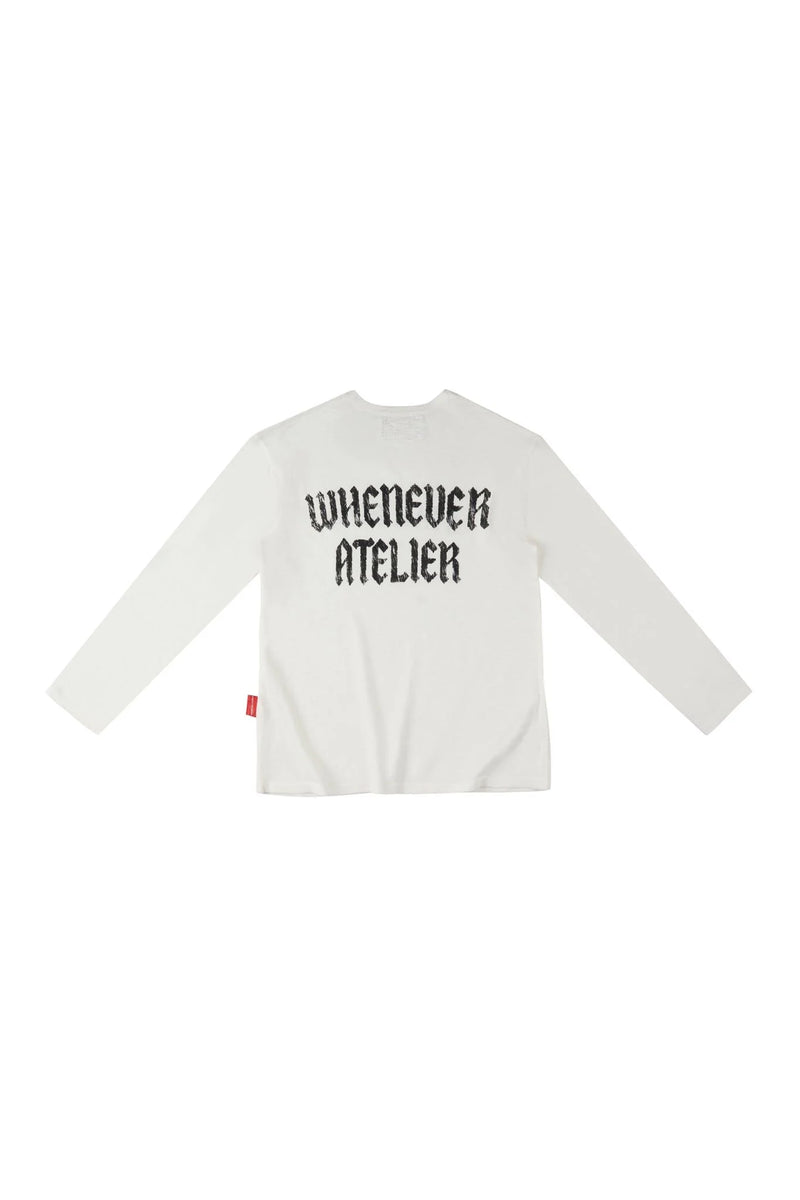 WHITE "WHENEVER" STAR BOY LONG SLEEVE T-SHIRT