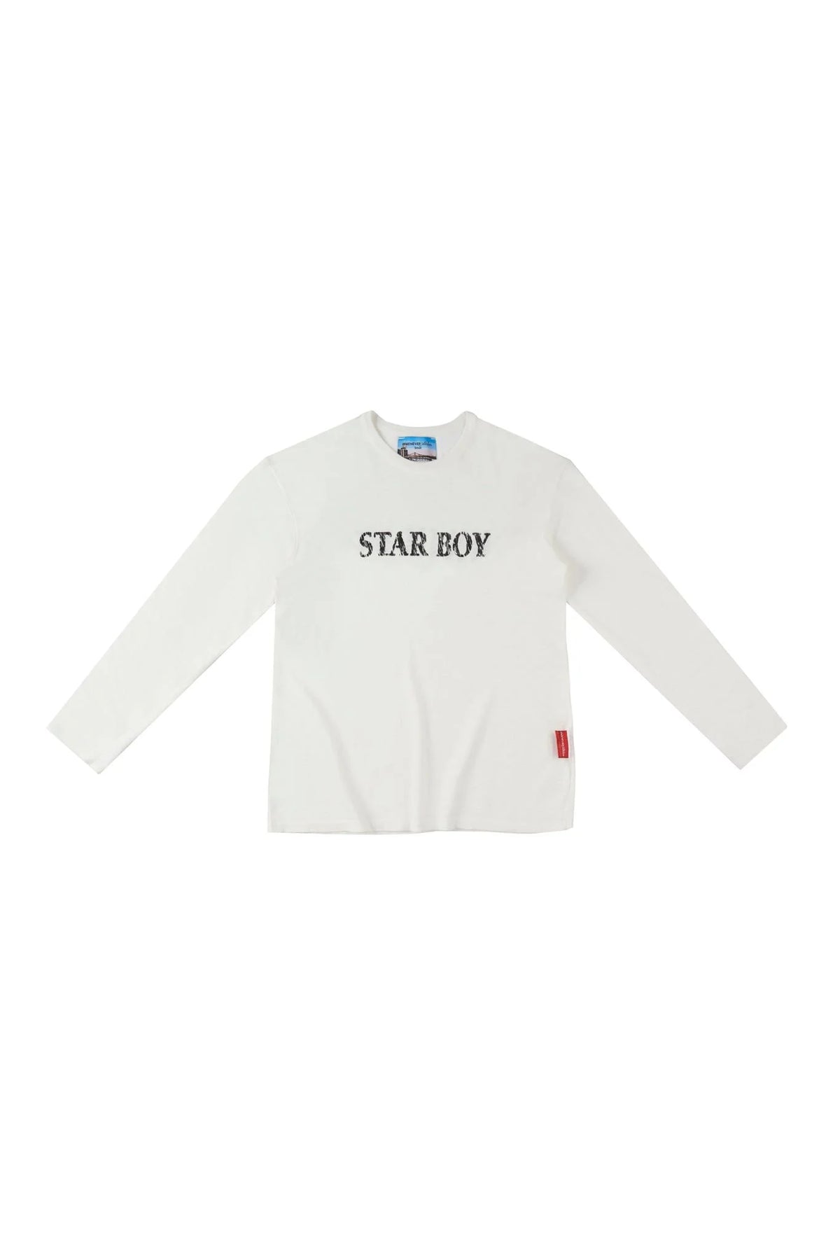 WHITE "WHENEVER" STAR BOY LONG SLEEVE T-SHIRT