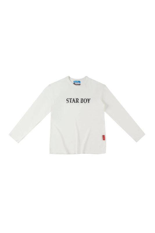 WHITE "WHENEVER" STAR BOY LONG SLEEVE T-SHIRT