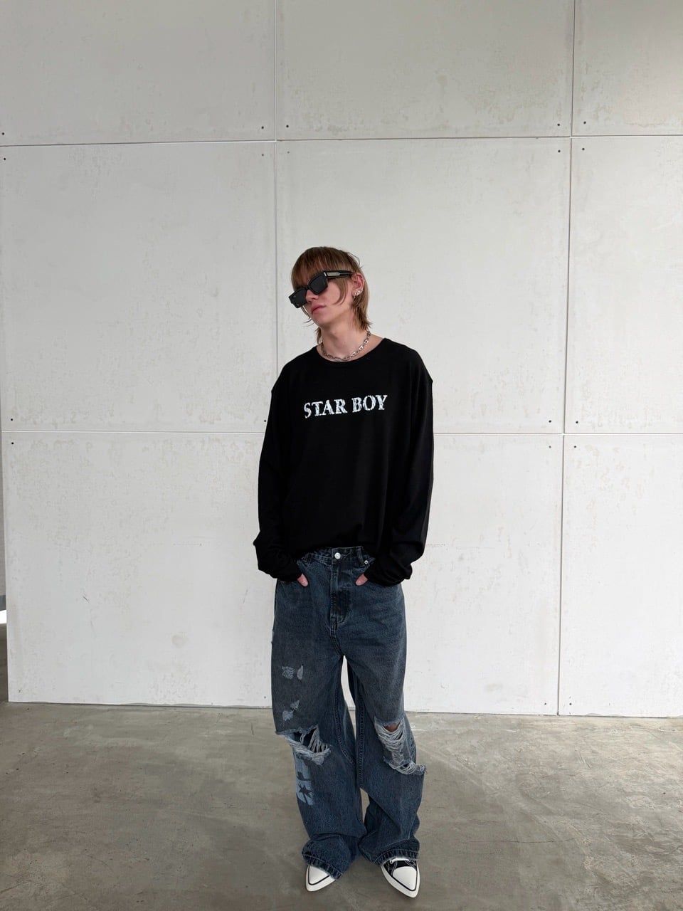 BLACK "WHENEVER" STAR BOY LONG SLEEVE T-SHIRT