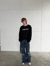 BLACK "WHENEVER" STAR BOY LONG SLEEVE T-SHIRT
