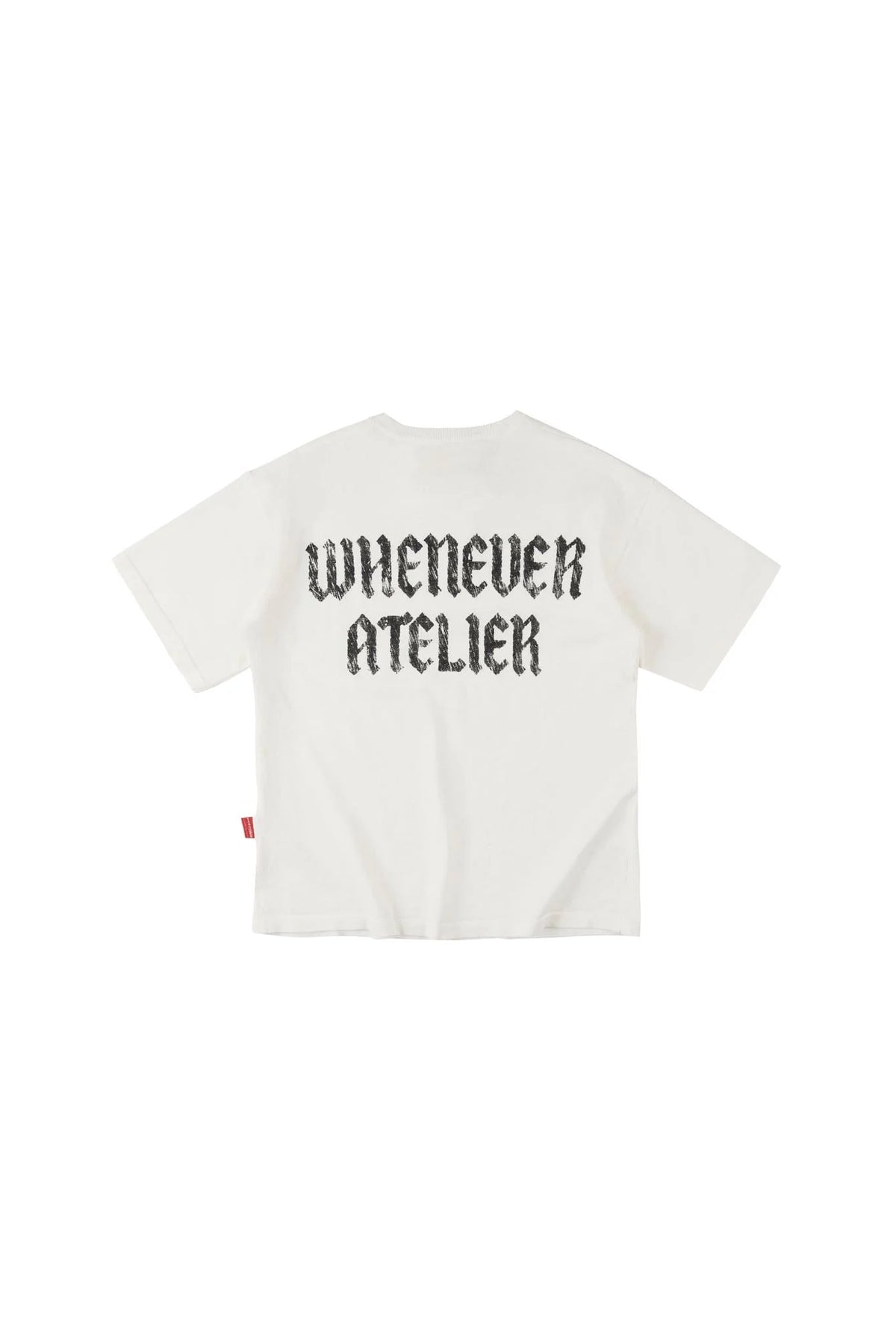 WHITE "WHENEVER" DISTRESSED LOGO T-SHIRT