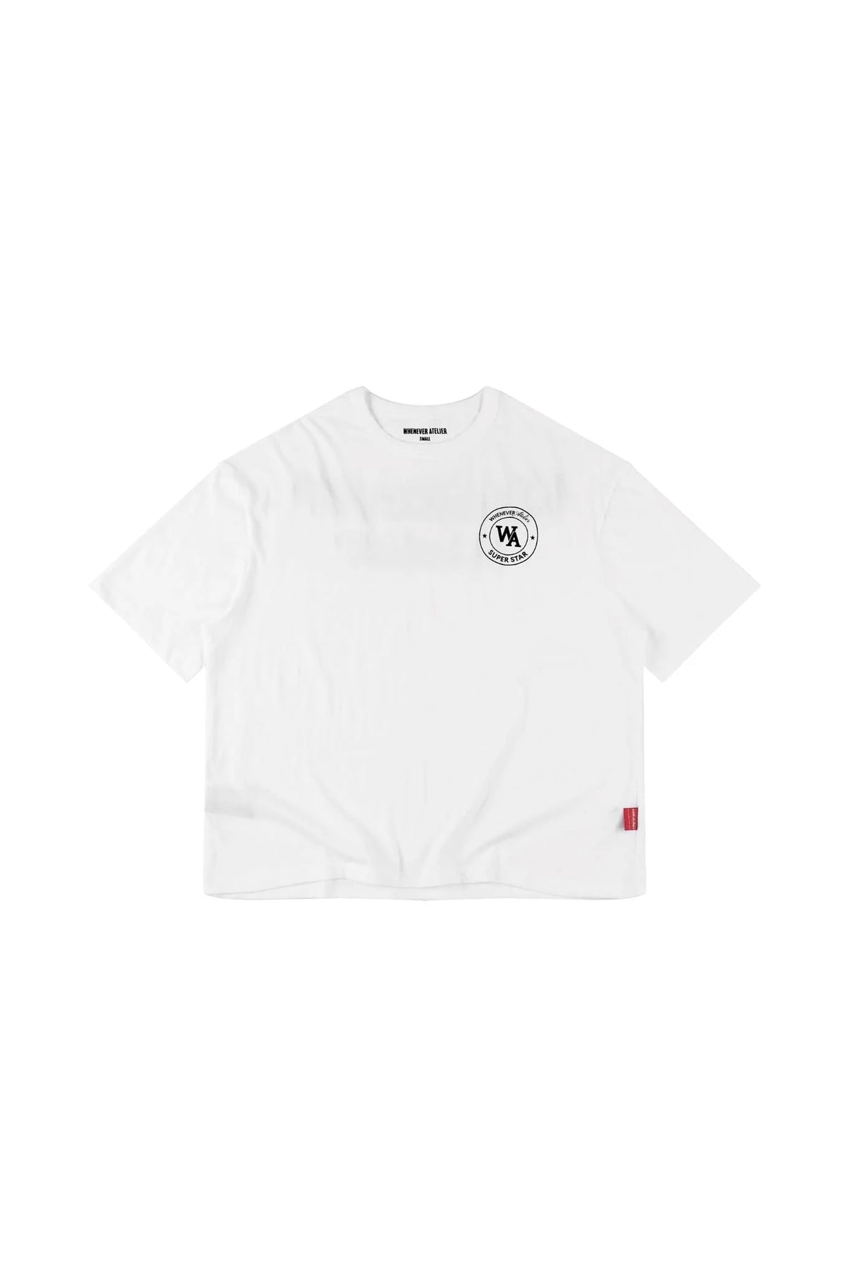 WHITE “WHENEVER” FUZZY LOGO TEE