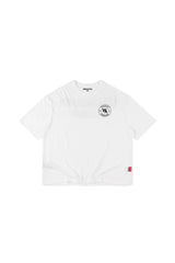 WHITE “WHENEVER” FUZZY LOGO TEE