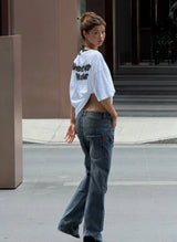 WHITE “WHENEVER” FUZZY LOGO TEE