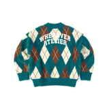 GREEN “WHENEVER” COZY PLAID KNIT SWEATER