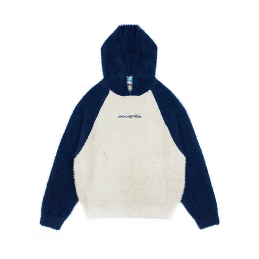 GREY NAVY “WHENEVER” COZY FOX RAGLAN HOODIE 