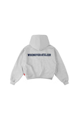 PREMIUM GREY "WHENEVER" BASIC ZIP-UP HOODIE SS26