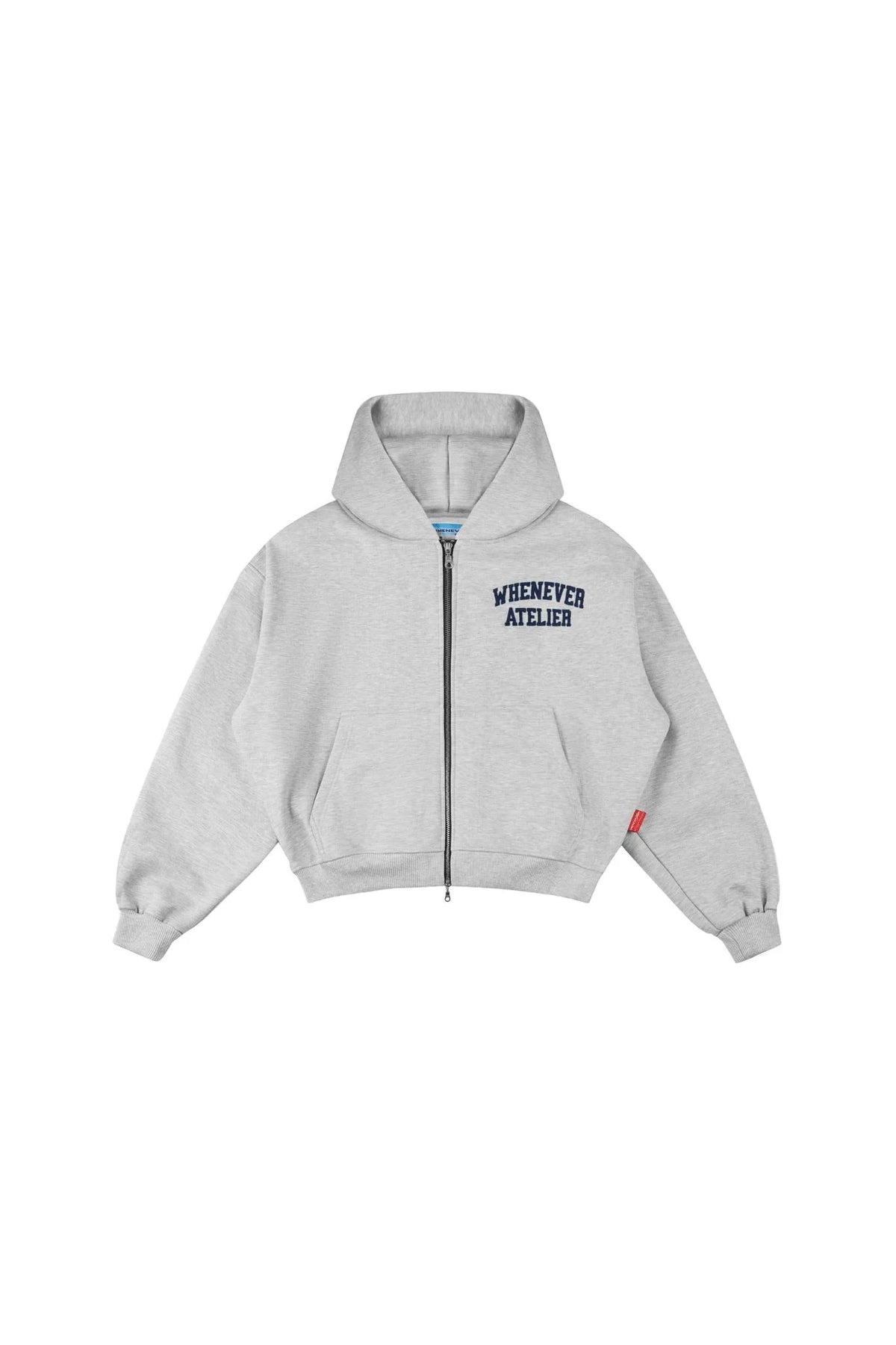 PREMIUM GREY "WHENEVER" BASIC ZIP-UP HOODIE SS26