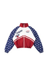 RED NAVY "WHENEVER" SUPER STAR PADDED TRACK JACKET