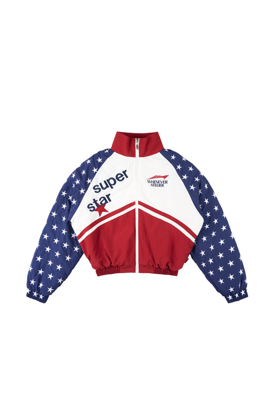 RED NAVY "WHENEVER" SUPER STAR PADDED TRACK JACKET