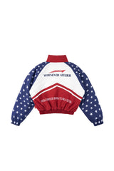RED NAVY "WHENEVER" SUPER STAR PADDED TRACK JACKET