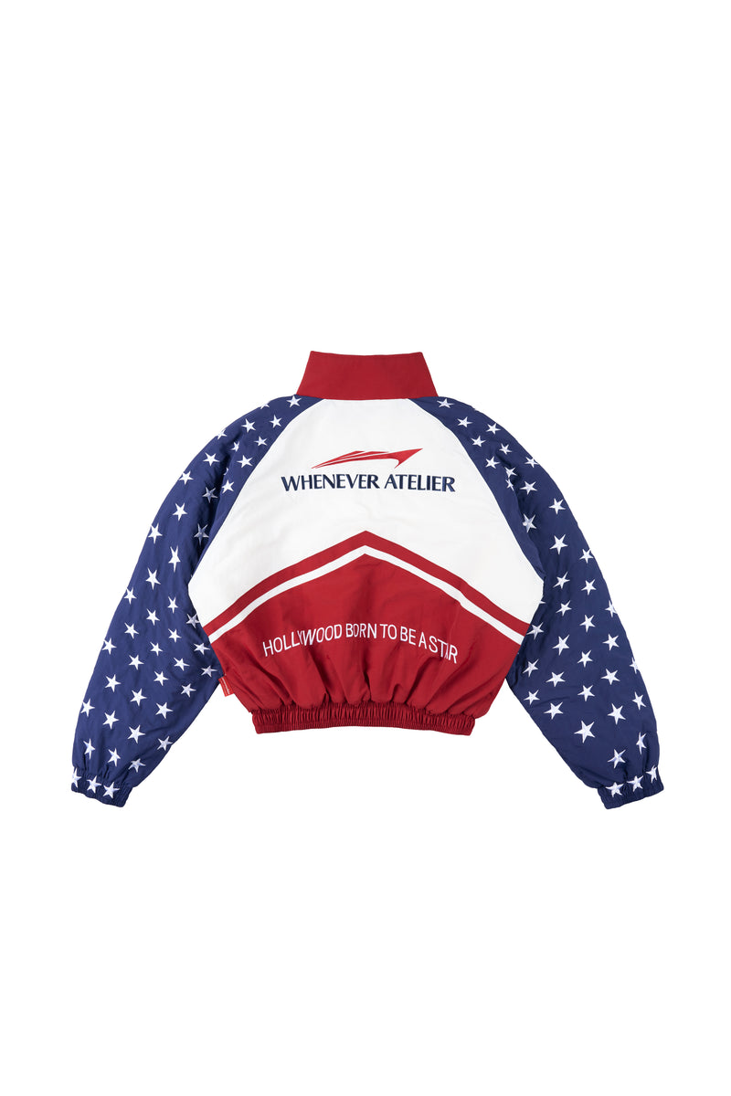 RED NAVY "WHENEVER" SUPER STAR PADDED TRACK JACKET