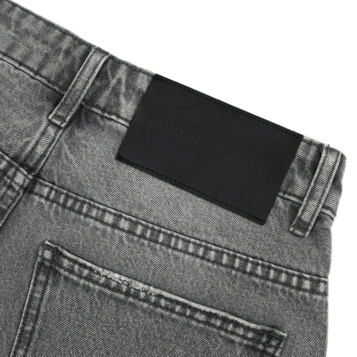 WIDE- LEG GREY WASHED DENIM PANTS/ GREY