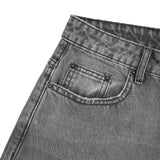WIDE- LEG GREY WASHED DENIM PANTS/ GREY