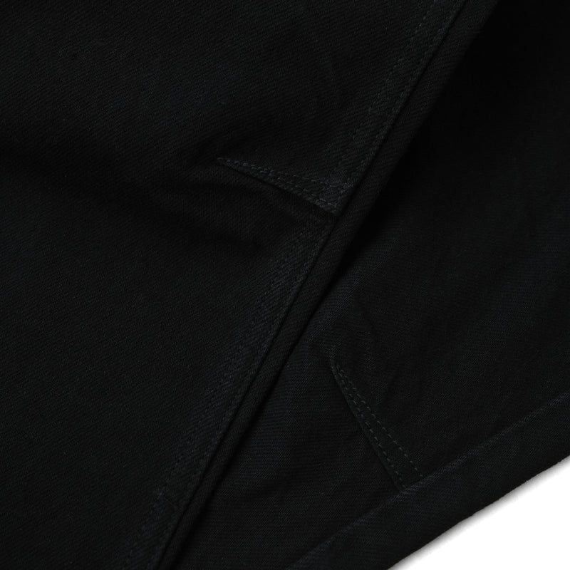 WIDE- LEG WASHED DENIM PANTS/ SOLID BLACK