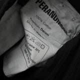 WIDE- LEG WASHED DENIM PANTS/ SOLID BLACK