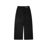 WIDE- LEG WASHED DENIM PANTS/ SOLID BLACK