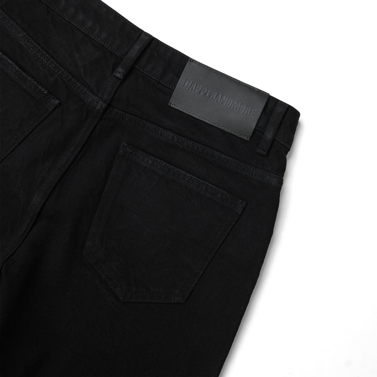 WIDE- LEG WASHED DENIM PANTS/ SOLID BLACK