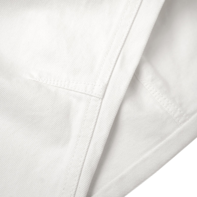 WIDE- LEG WASHED DENIM PANTS/ WHITE