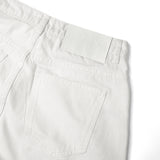 WIDE- LEG WASHED DENIM PANTS/ WHITE