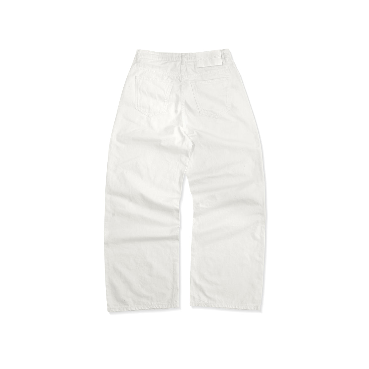 WIDE- LEG WASHED DENIM PANTS/ WHITE