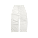 WIDE- LEG WASHED DENIM PANTS/ WHITE