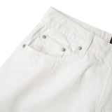 WIDE- LEG WASHED DENIM PANTS/ WHITE