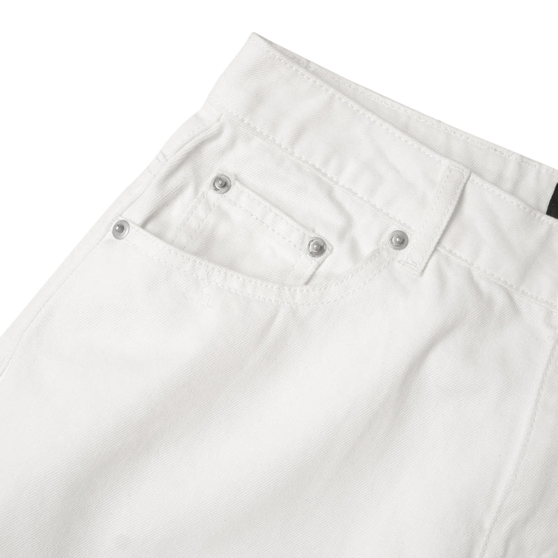 WIDE- LEG WASHED DENIM PANTS/ WHITE