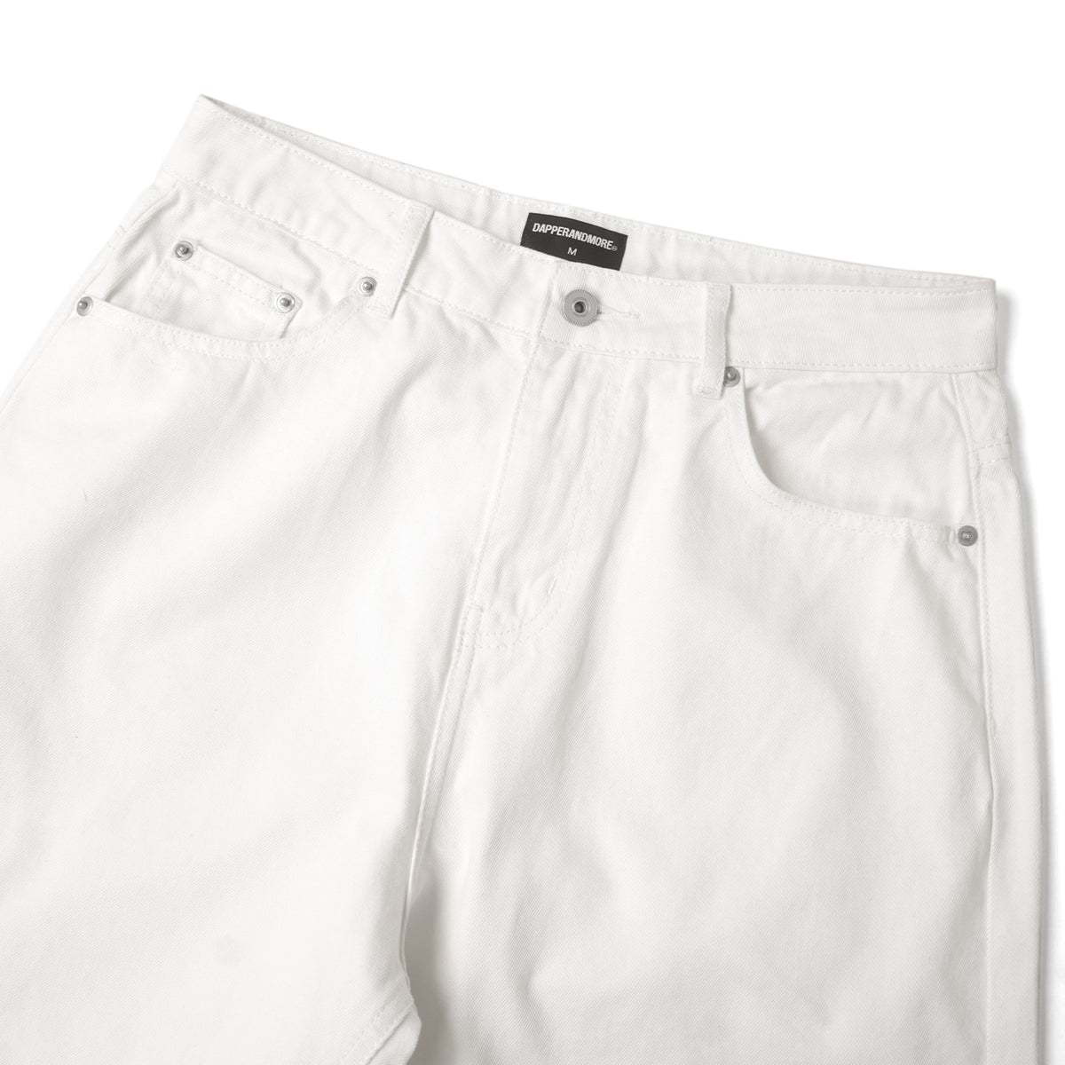 WIDE- LEG WASHED DENIM PANTS/ WHITE