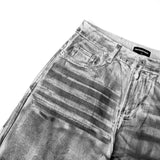 TIE-DYE WASHED DIRTY WHITE BAGGY JEANS/ WHITE