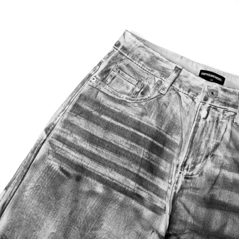 TIE-DYE WASHED DIRTY WHITE BAGGY JEANS/ WHITE