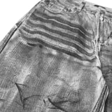 TIE-DYE WASHED DIRTY WHITE BAGGY JEANS/ WHITE