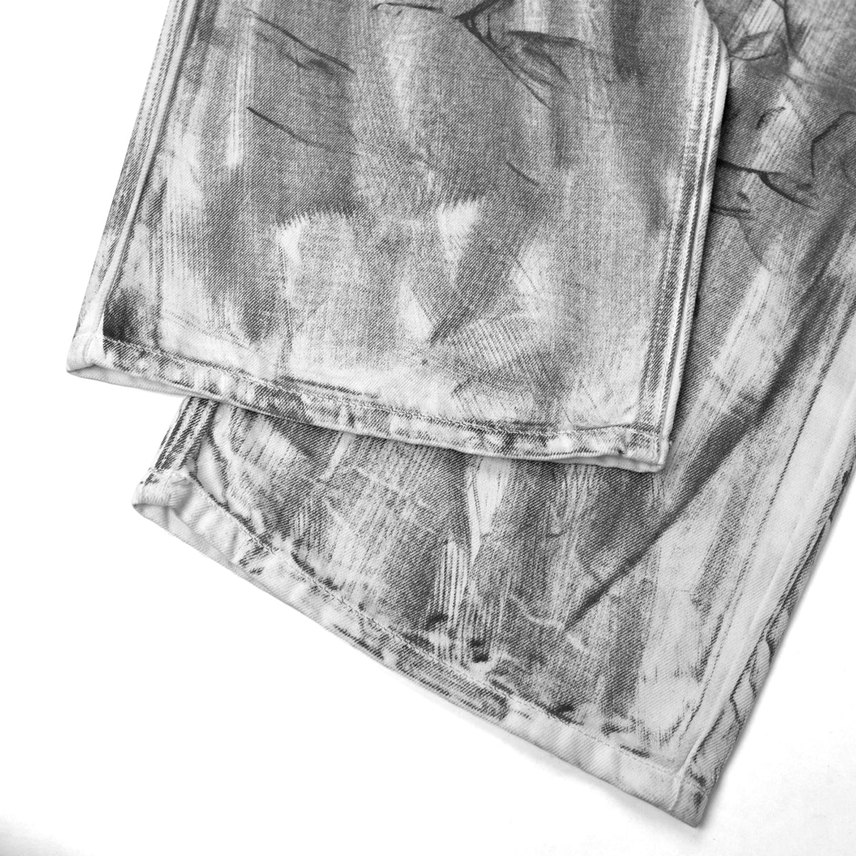 TIE-DYE WASHED DIRTY WHITE BAGGY JEANS/ WHITE