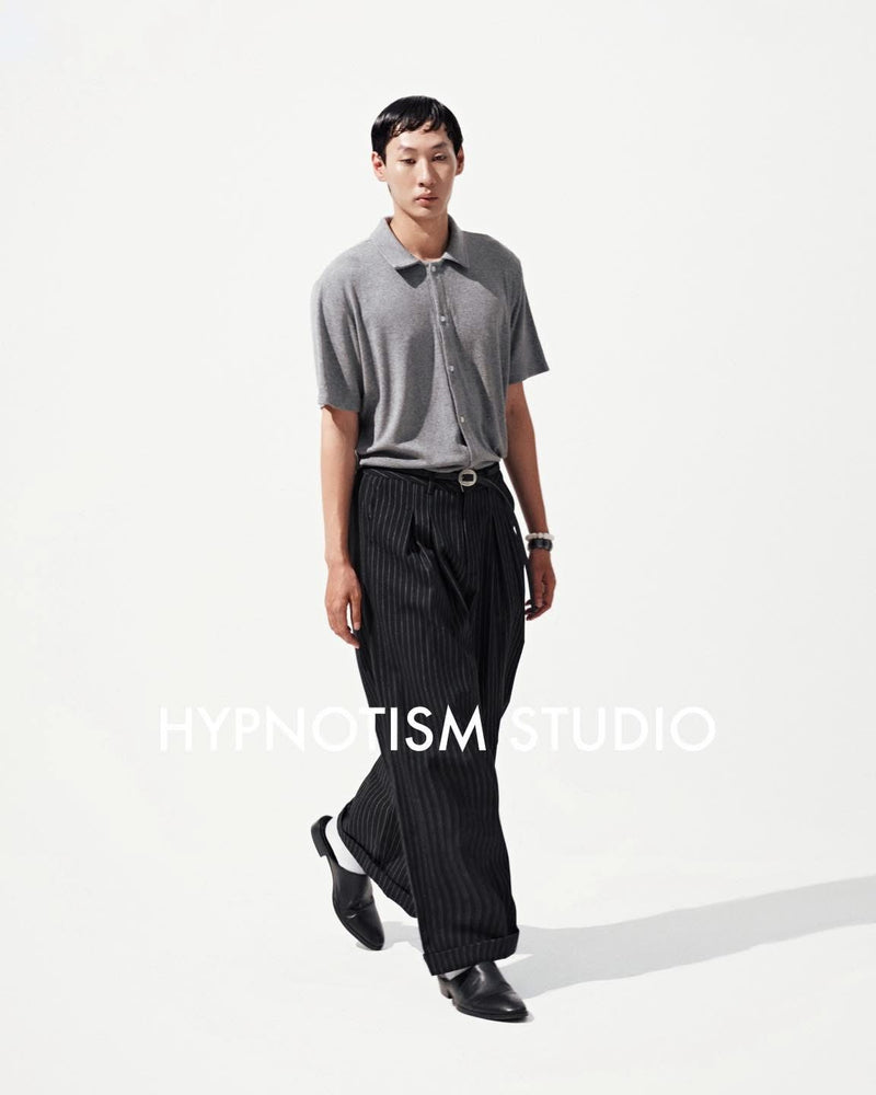 BLACK STRIPED CRUDE TROUSERS
