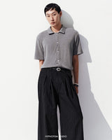 BLACK STRIPED CRUDE TROUSERS