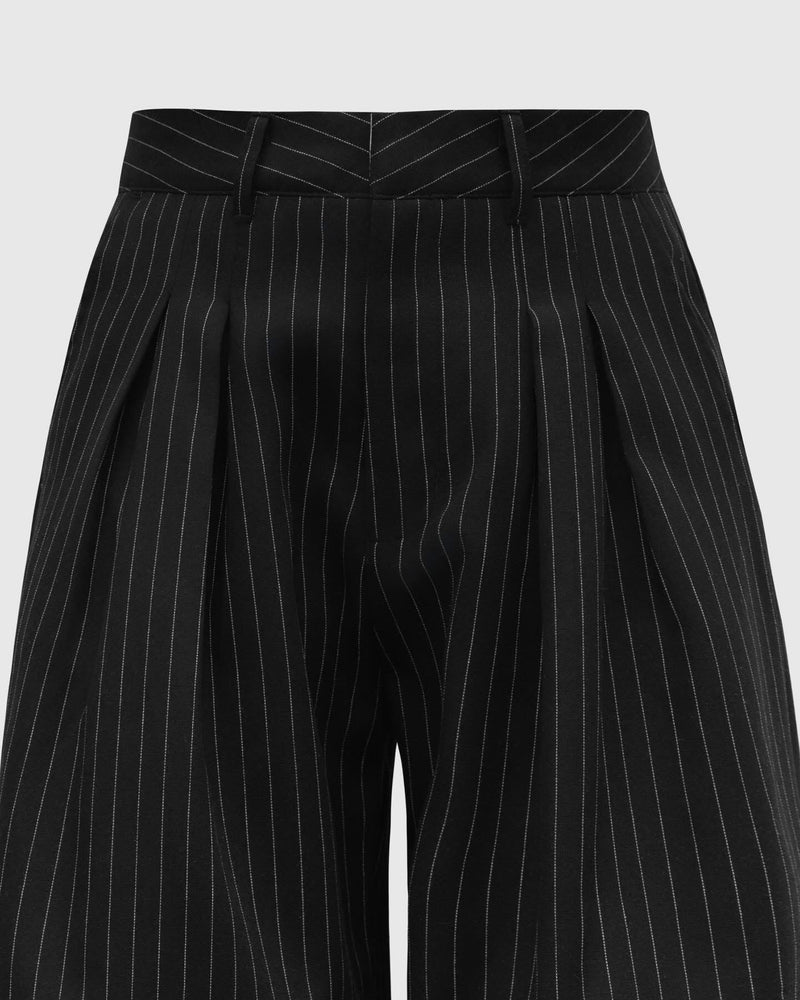 BLACK STRIPED CRUDE TROUSERS