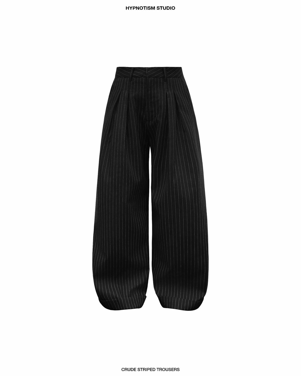 BLACK STRIPED CRUDE TROUSERS